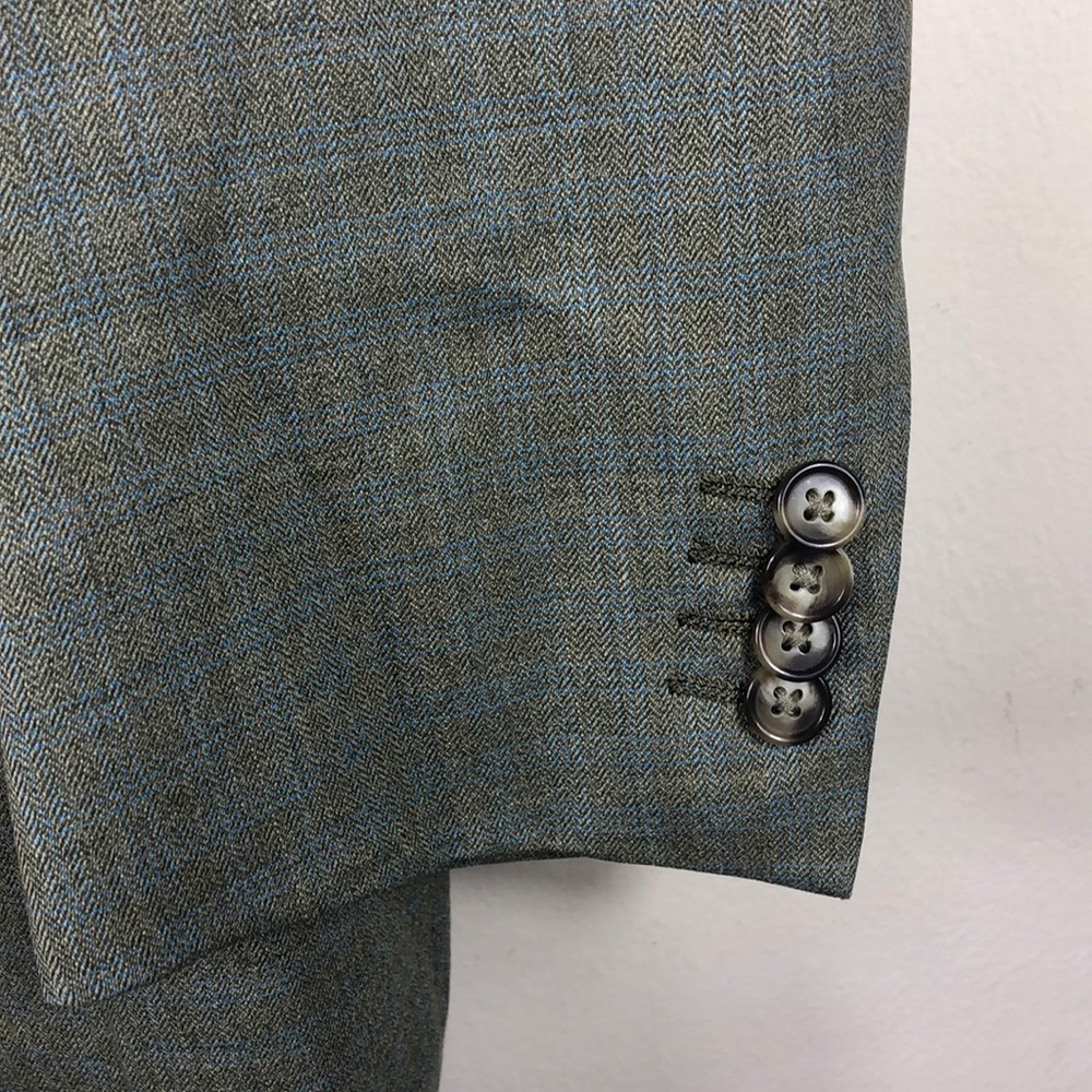 Ermenegildo Zegna Green Blue Plaid Wool Blazer 44L - Picture 5 of 9